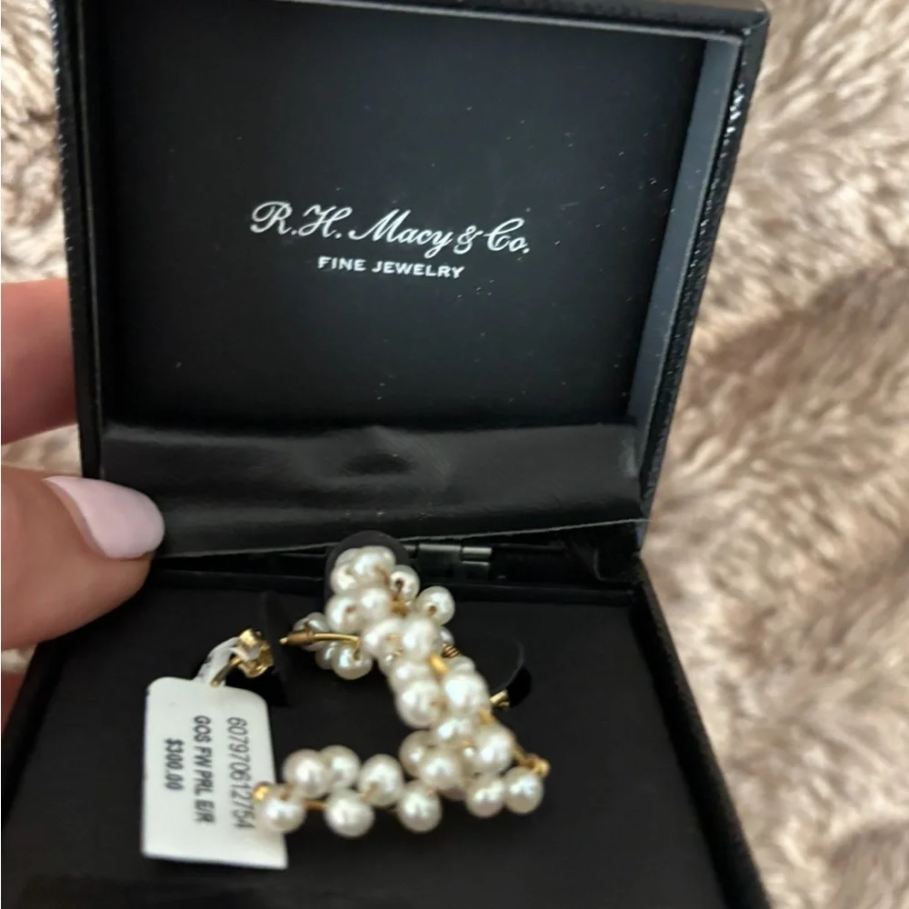 Macys Bridge Cultured Pearl Earrings NWT